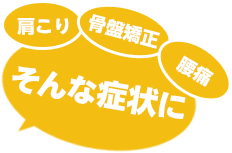 肩こり、骨盤矯正、腰痛、そんな症状に